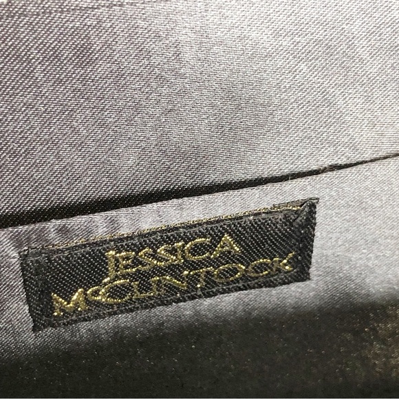 Jessica McClintock gray evening clutch satin purse - Picture 4 of 13